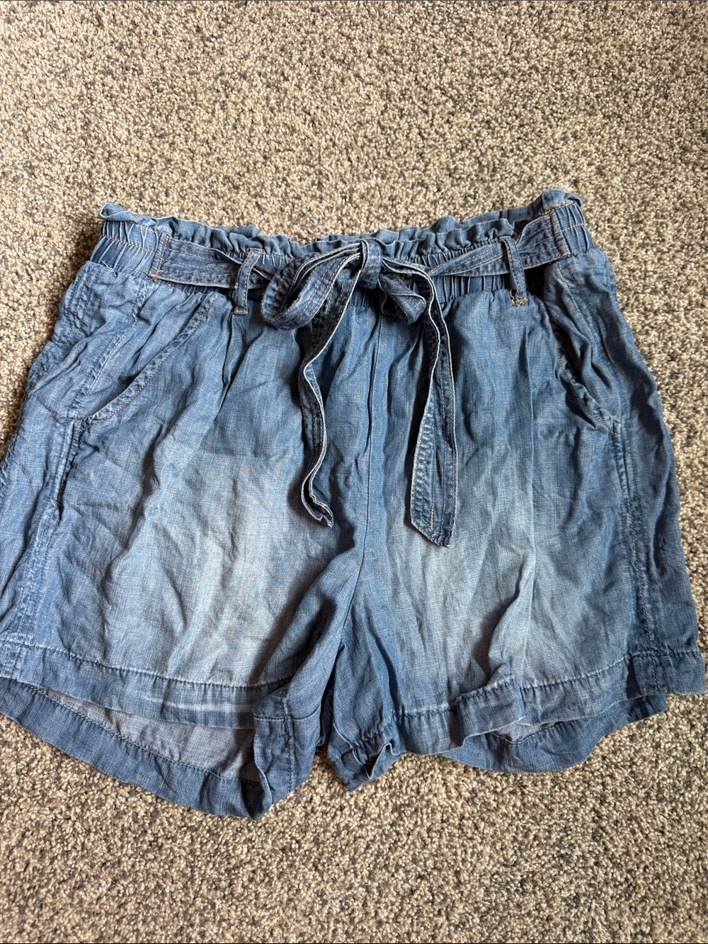 Knox Rose Denim Tie-Waist Shorts in Faded Blue